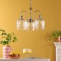 Hadano 3 Light Pendant Antique Chrome and Glass