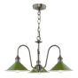 Hadano 3 Light Pendant Antique Chrome and Matt Green