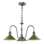 Hadano 3 Light Pendant Antique Chrome and Matt Green