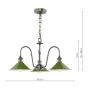 Hadano 3 Light Pendant Antique Chrome and Matt Green