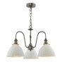 Hadano 3 Light Pendant Antique Chrome and White Ceramic