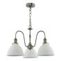 Hadano 3 Light Pendant Antique Chrome and White Ceramic