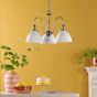 Hadano 3 Light Pendant Antique Chrome and White Ceramic