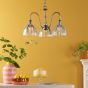 Hadano 3 Light Pendant Antique Chrome and Glass