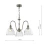 Hadano 3 Light Pendant Antique Chrome and Glass