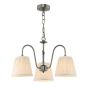 Hadano 3 Light Pendant Antique Chrome With Natural Linen Pleated Shades