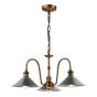 Hadano 3 Light Pendant Antique Bronze with Pewter Metal Shades 18cm