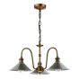 Hadano 3 Light Pendant Antique Bronze with Pewter Metal Shades 18cm