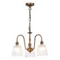 Hadano 3 Light Pendant Antique Bronze with Clear Ribbed Glass Shades