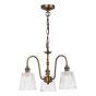 Hadano 3 Light Pendant Antique Bronze with Clear Ribbed Glass Shades