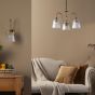 Hadano 3 Light Pendant Antique Bronze with Clear Ribbed Glass Shades