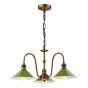 Hadano 3 Light Pendant Antique Bronze with Gloss Green Metal Shades 18cm