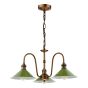 Hadano 3 Light Pendant Antique Bronze with Gloss Green Metal Shades 18cm