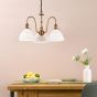 Hadano 3 Light Pendant Antique Bronze with White Domed Ceramic Shades