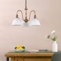 Hadano 3 Light Pendant Antique Bronze with White Domed Ceramic Shades