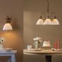 Hadano 3 Light Pendant Antique Bronze with White Domed Ceramic Shades