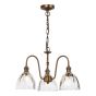 Hadano 3 Light Pendant Antique Bronze with Scalloped Bell Glass Shades