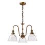 Hadano 3 Light Pendant Antique Bronze with Domed Ribbed Glass Shades