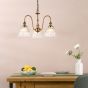 Hadano 3 Light Pendant Antique Bronze with Domed Ribbed Glass Shades