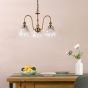 Hadano 3 Light Pendant Antique Bronze with Domed Ribbed Glass Shades