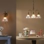 Hadano 3 Light Pendant Antique Bronze with Domed Ribbed Glass Shades