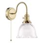 Hadano Wall Light Natural Brass with Domed Ribbed Glass Shade
