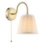 Hadano Wall Light Natural Brass with Natural Linen Pleated Shade