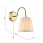 Hadano Wall Light Natural Brass with Natural Linen Pleated Shade