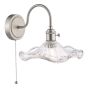 Hadano Wall Light Antique Chrome and Wavy Glass