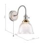 Hadano Wall Light Antique Chrome with Domed Ribbed Glass Shade