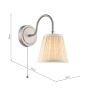 Hadano Wall Light Antique Chrome with Natural Pleated Shade