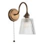 Hadano Wall Light Antique Bronze with Clear Ribbed Glass Shade
