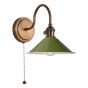 Hadano Wall Light Antique Bronze with Gloss Green Metal Shade 18cm