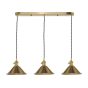 Hadano 3 Light Brass Suspension With Aged Brass Shades