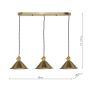 Hadano 3 Light Brass Suspension With Aged Brass Shades