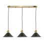 Hadano 3 Light Brass Suspension With Antique Pewter Shades