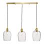 Hadano 3 Light Brass Suspension With Dimpled Glass Shades