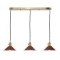 Hadano 3 Light Brass Suspension With Umber Shades