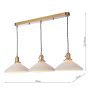 Hadano 3 Light Bar Pendant Natural Brass & Ceramic Shallow Shade