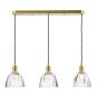 Hadano 3 Light Bar Pendant Natural Brass and Scalloped Bell Glass