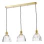 Hadano 3 Light Bar Pendant Natural Brass and Scalloped Bell Glass