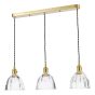 Hadano 3 Light Bar Pendant Natural Brass and Scalloped Bell Glass