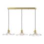 Hadano 3 Light Bar Pendant Natural Brass and Wavy Glass