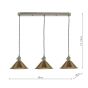 Hadano 3 Light Antique Chrome Suspension With Aged Brass Shades