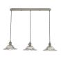 Hadano 3 Light Antique Chrome Suspension With Flared Glass Shades