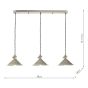 Hadano 3 Light Bar Pendant Antique Chrome and Matt Taupe