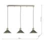 Hadano 3 Light Bar Pendant Antique Chrome and Green