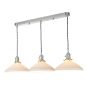 Hadano 3 Light Bar Pendant Antique Chrome & Ceramic Shallow Shade