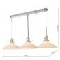 Hadano 3 Light Bar Pendant Antique Chrome & Ceramic Shallow Shade