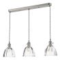 Hadano 3 Light Bar Pendant Antique Chrome and Scalloped Bell Glass